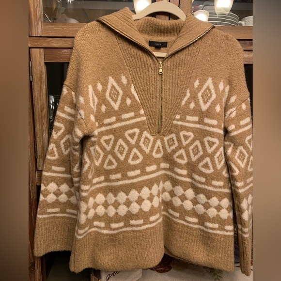 SALE!Jcrew Relaxed Half Zip Sweater Geometric Knit - Picture 8 of 8